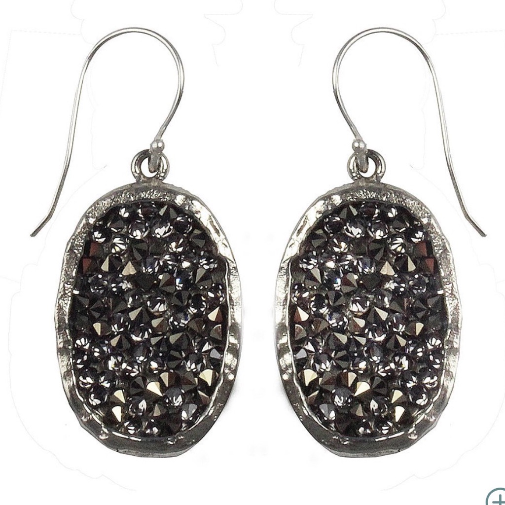 Waxing Poetic White Bronze Kristal Oval Earrings